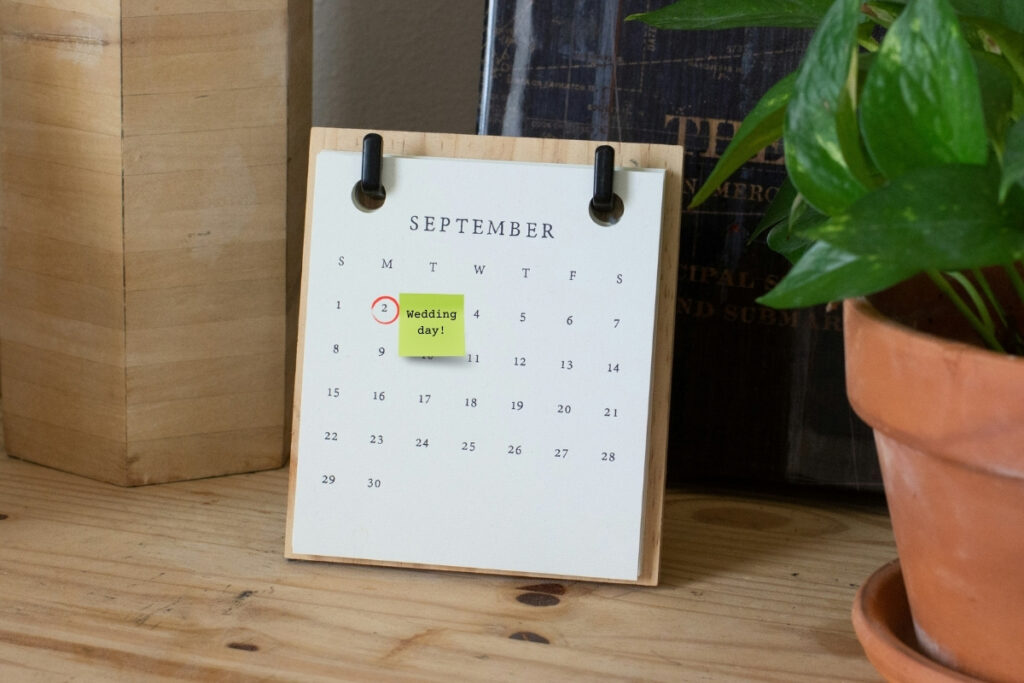 Calendario para organizar boda